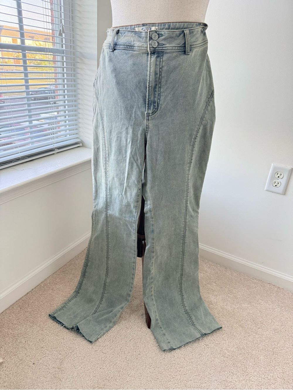 Free People High Rise Flared Jeans - Light Blue